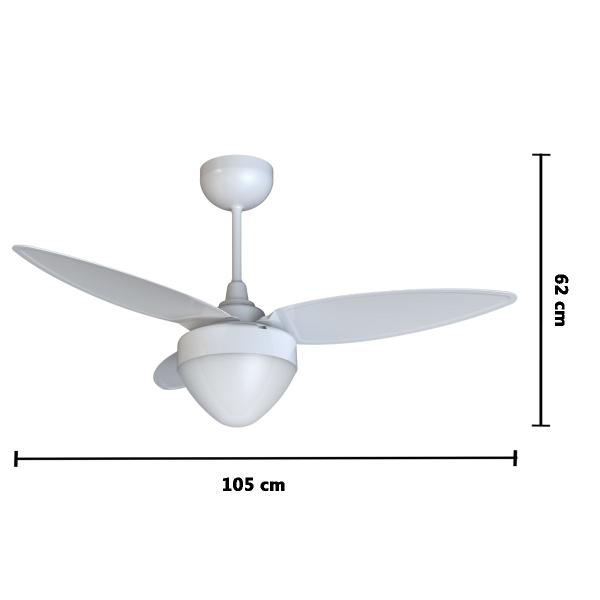 Imagem de Ventilador Teto Aires Branco 3 Pás Controle Remoto Luminária Silencioso Inverter Bivolt Ventisol