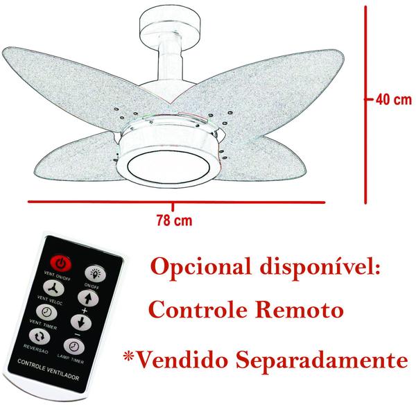 Imagem de Ventilador Teto Aspen Led 3000K Venti-Delta Branco 4Pás