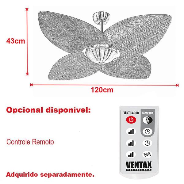 Imagem de Ventilador Teto Bronze Potente 4 Pás Mdf Winds Ventax 110V