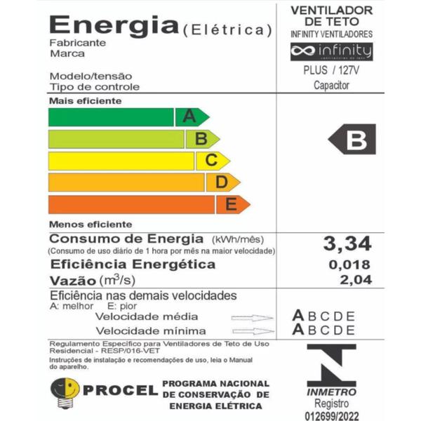 Imagem de Ventilador Teto Class 2004 3 Pás Led 24w 3000K Branco 127v