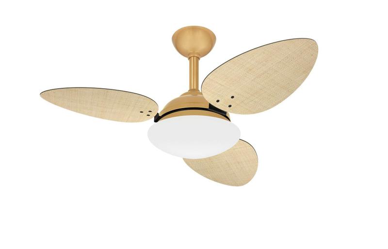 Imagem de Ventilador Teto Dourado Silencioso 3 Pás Palha Ventax 110V