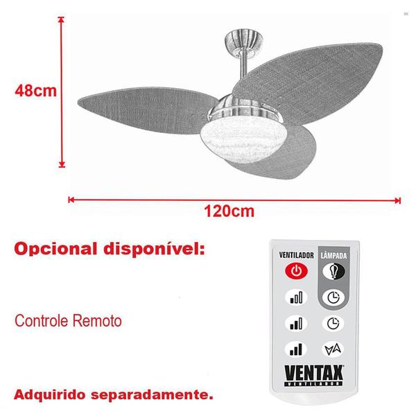 Imagem de Ventilador Teto Dourado Winds 3 Pás Potente Sala Ventax 220V