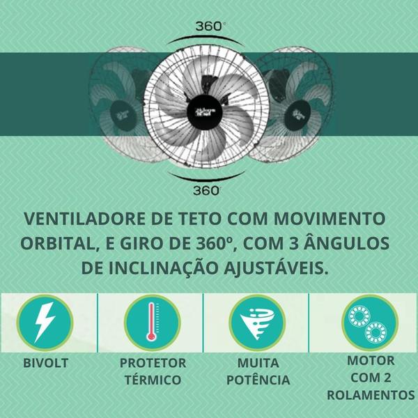 Imagem de Ventilador Teto Orbital 50cm Bivolt 360 Branco Lorensid