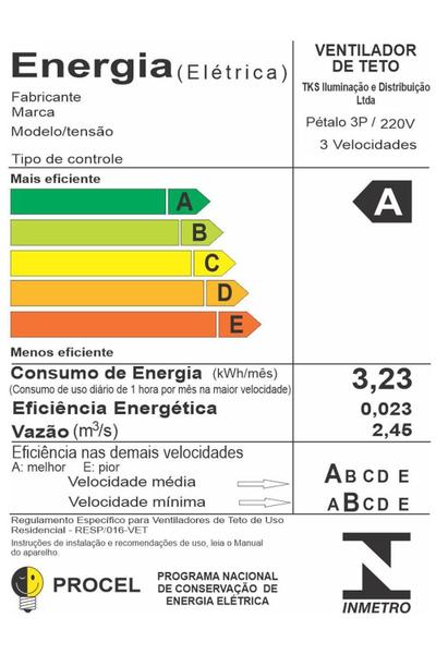 Imagem de Ventilador Teto Pétalo Cobre Potente Sala 3 Pás Ventax 220V