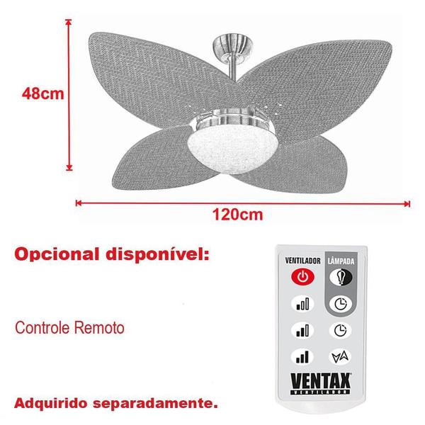 Imagem de Ventilador Teto Preto Winds 4 Pás Madeira Turbo Ventax 110V