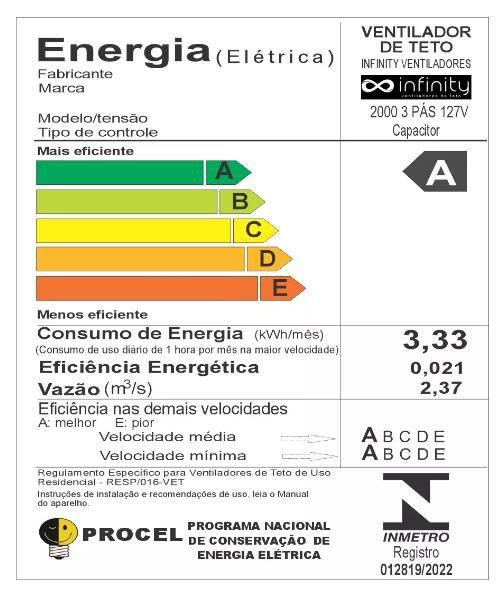 Imagem de Ventilador Teto Sala Luxo Potente Silencioso Preto 220V