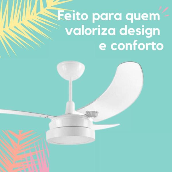 Imagem de Ventilador Teto Silencioso Led Branco - Branco - 110/127V