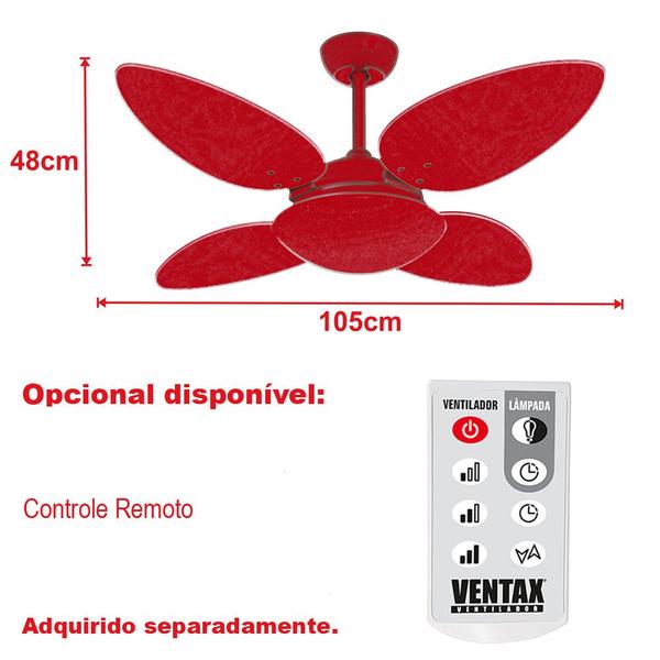 Imagem de Ventilador Teto Silencioso Sala 4 Pás MDF Pétalo Ventax 110V