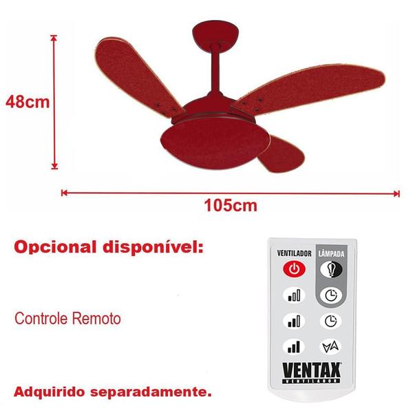 Imagem de Ventilador Teto Silencioso Sala Fly 3 Pás Preto Ventax 110V