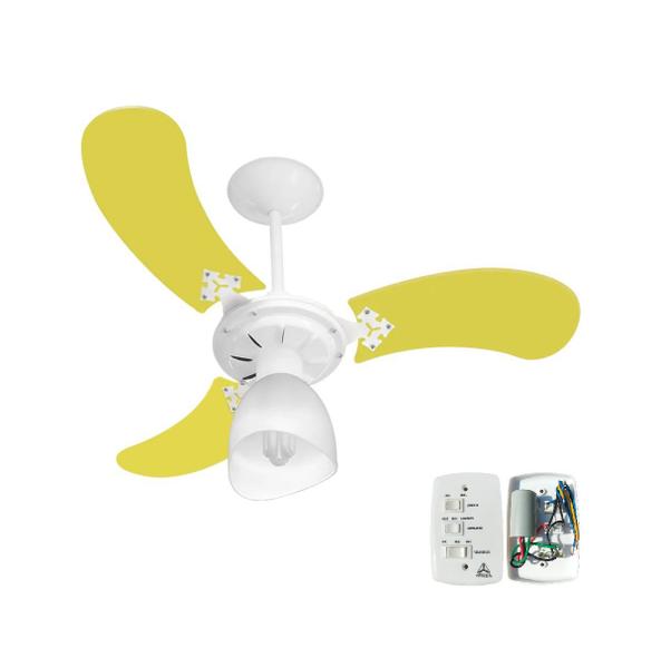 Imagem de Ventilador Teto Super Baby Colors 3 Pás Mdf Branco/Amarelo 220V