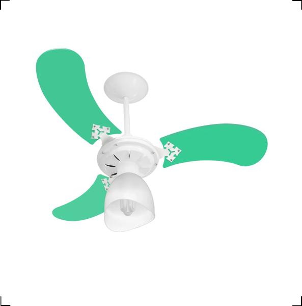 Imagem de Ventilador Teto Super Baby Colors 3Pás Mdf Branco/Verde 220V+Controle