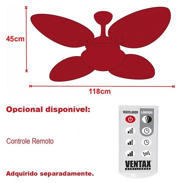 Imagem de Ventilador Teto Trevo 4 Pás Palha Dourado Quarto Ventax 110V