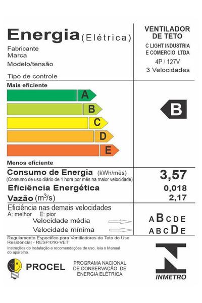 Imagem de Ventilador Teto Turbo Sala Petalo 4 Pás Branco Ventax 110V