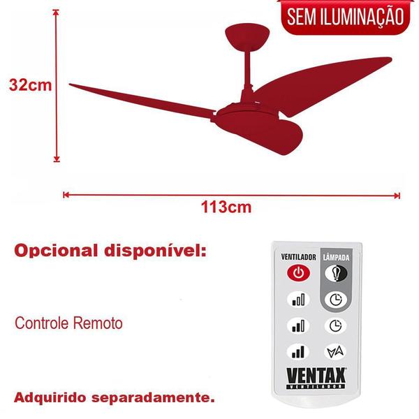 Imagem de Ventilador Teto Ventax Comercial Potente 3 Pás Branco 110V