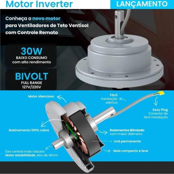 Imagem de Ventilador Teto Ventisol Ares Branco Inverter Controle