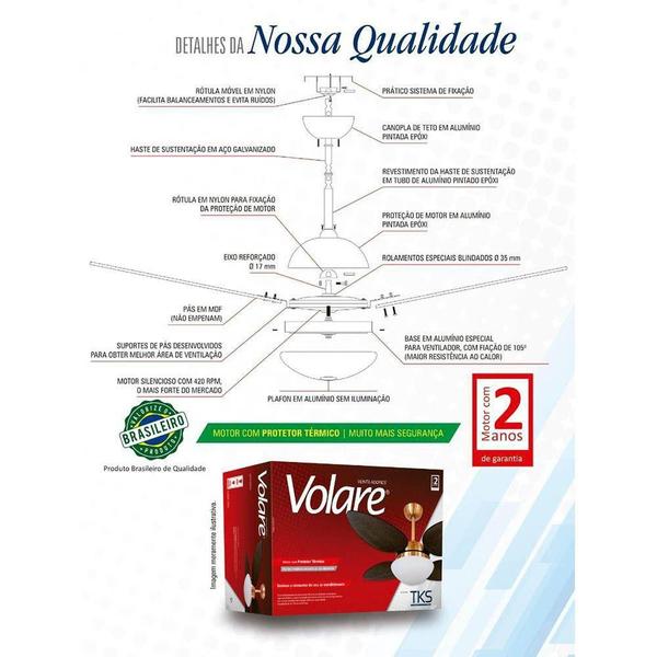 Imagem de Ventilador Teto Volare Vd28 Mini Cobre 4 Pás 110V