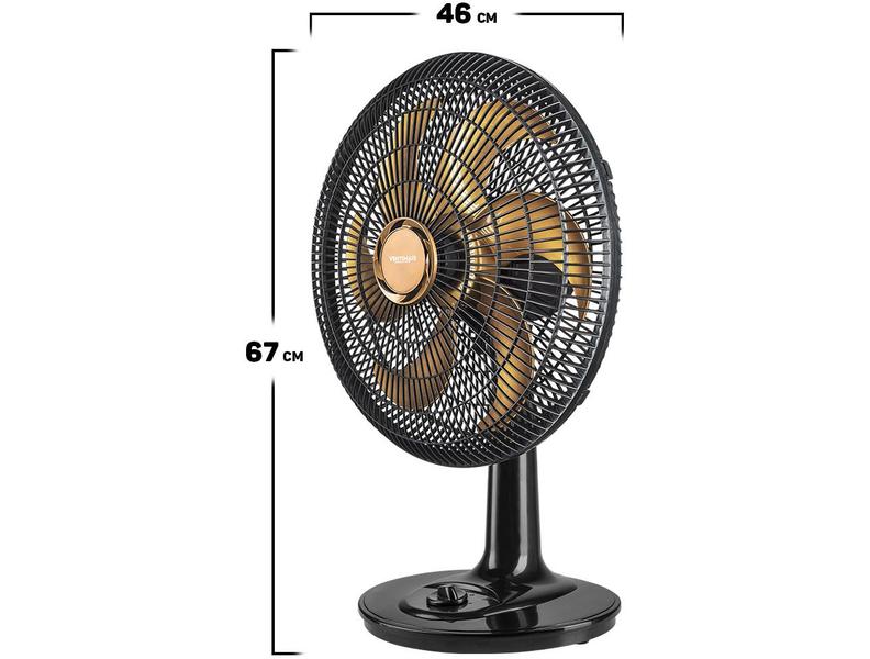 Imagem de Ventilador Turbo Mesa Chão Parede Três Velocidades 6 Pás Preto E Bronze 40cm Ventimais