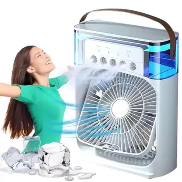 Imagem de Ventilador Umidificador e Climatizador Portátil Led Água e Gelo 3 Velocidades