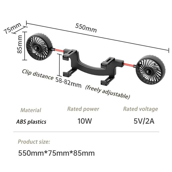 Imagem de Ventilador USB para carro Kwak's QTT287 12/24V 10W 360 ajustável