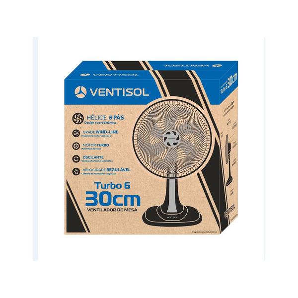 Imagem de Ventilador Ventisol Oscilação Automática Mesa Turbo 30cm Bz Premium