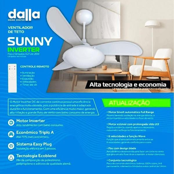 Imagem de Ventilador Ventisol Sunny Inverter Branco C Controle Bivolt