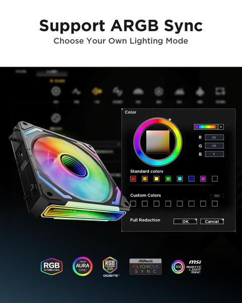 Imagem de Ventiladores RGB para PC AsiaHorse COSMIQ 120 mm com controlador preto