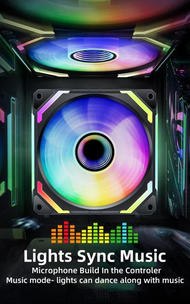 Imagem de Ventiladores RGB para PC AsiaHorse COSMIQ 120 mm com controlador preto