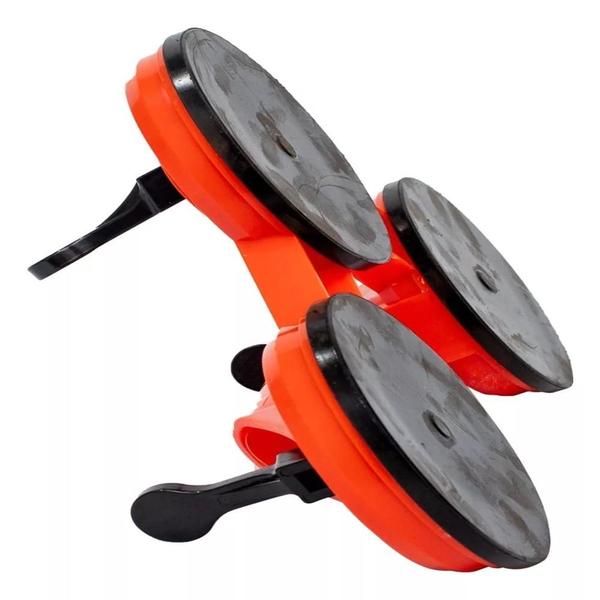 Ventosa tripla 150kg alta sucção 118mm eleva porcelanato mármore vidro profissional - Tempo Real Imagem de Ventosa tripla 150kg alta sucção 118mm eleva porcelanato mármore vidro profissional