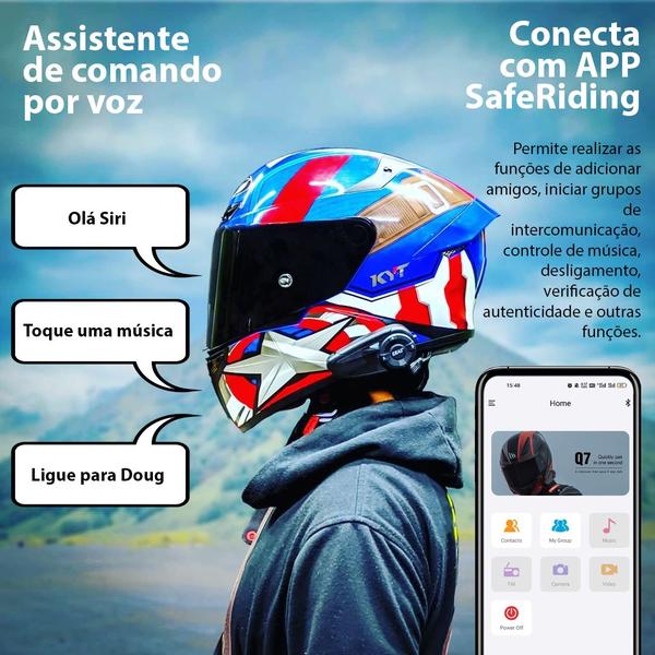 Imagem de  ver anúncio KIt 02 Intercomunicador Capacete Moto Ejeas Q7 Par Fone Bluetooth 800m Bateria 30hs Conecta Até 7 Redução Ruído