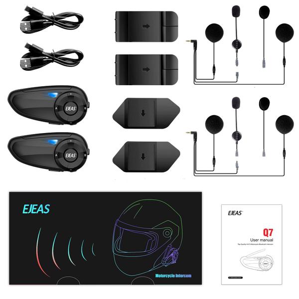 Imagem de  ver anúncio KIt 02 Intercomunicador Capacete Moto Ejeas Q7 Par Fone Bluetooth 800m Bateria 30hs Conecta Até 7 Redução Ruído