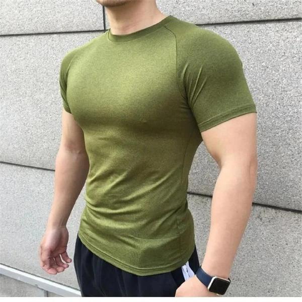 Imagem de Verão Masculino Manga Curta Camiseta De Fitness Correndo Ginásio Compressão Treino Casual Alta