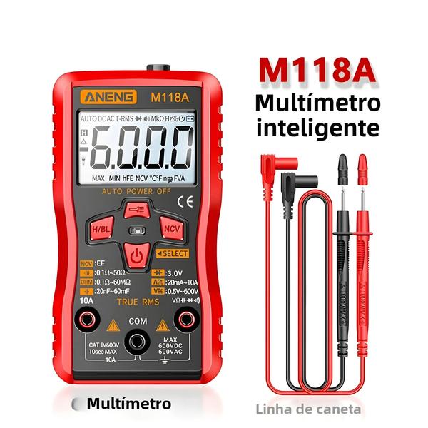 Imagem de Verdadeiro RMS ANENG M118A Mini Multímetro Digital Tester 6000 Contagens NCV Lanterna De Retenção De