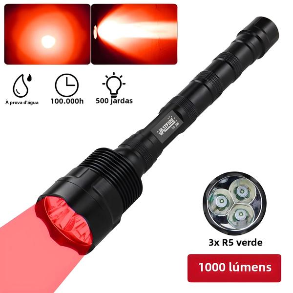 Imagem de Verde Vermelho 3 Led Lanterna Tática De Caça Usb Recarregável Coiote Porco Varmint Predador Lanterna