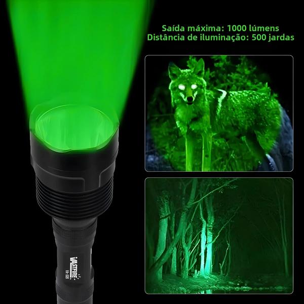 Imagem de Verde Vermelho 3 Led Lanterna Tática De Caça Usb Recarregável Coiote Porco Varmint Predador Lanterna