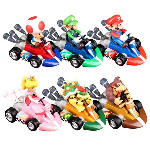 Imagem de Verde Yoshi Donkey Kong Bowser Luigi Toad Princesa Peach Super Mario Pull Back Car Action Figures