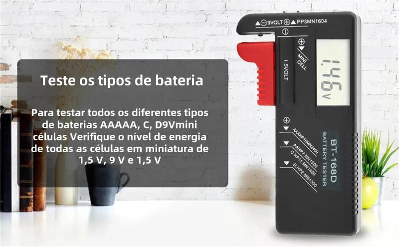 Imagem de Verificador de Tensão Universal para Pilhas - Display LCD Digital