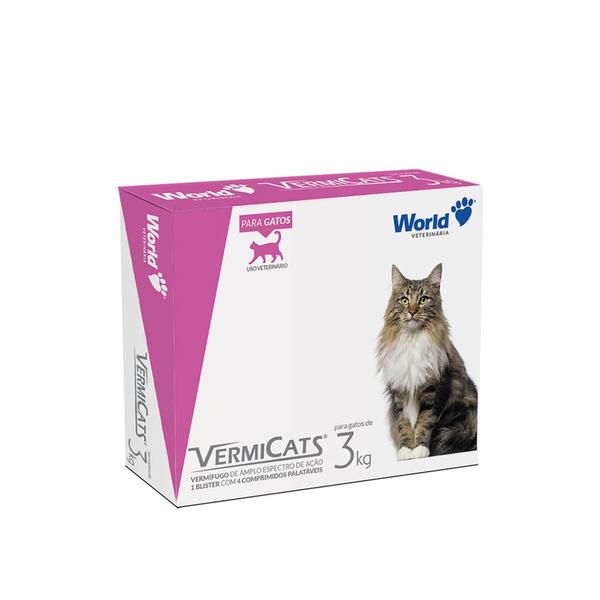 Imagem de Vermicats 600mg C/4 Comprimidos Vermífugo Para Gatos De 3kg