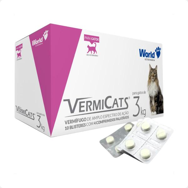 Imagem de VermiCats Vermífugo World para Gatos de 3Kg - 1 Blíster 4 Comprimidos