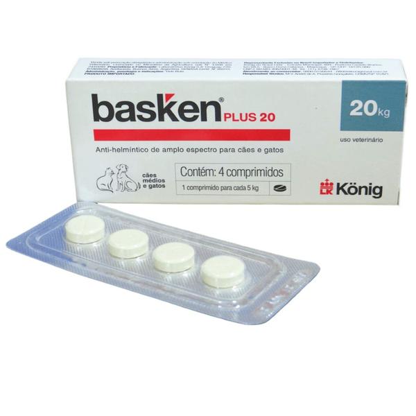 Imagem de Vermífugo Basken Plus 20 para Cães Médios e Gatos 1 Comprimido Para cada 5Kg Cx com 4 comp. Konig