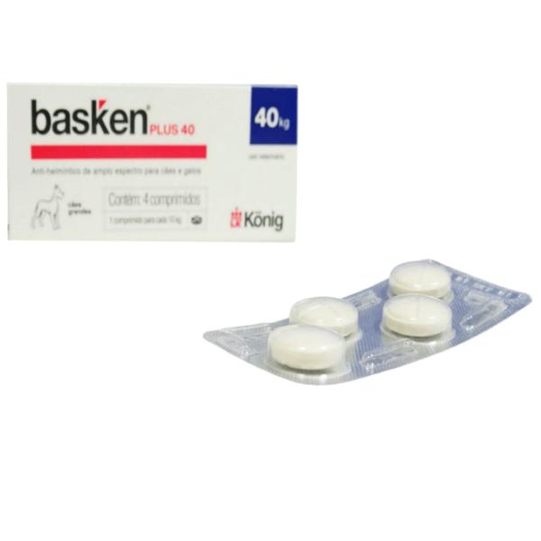 Imagem de Vermífugo Basken Plus 40 P/ Cães E Gatos 1 Comp. Para Cada 10Kg Cx C/ 4 Comp. Kit C/ 14