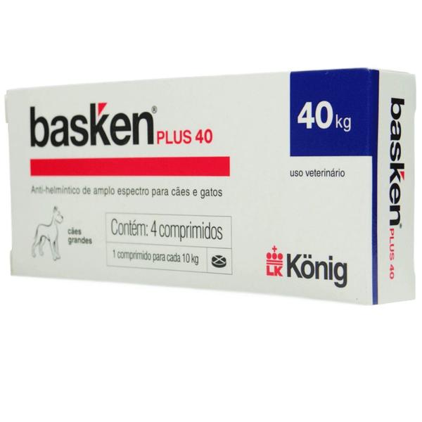 Imagem de Vermífugo Basken Plus 40 p/ Cães e Gatos 1 comp. para cada 10Kg cx c/ 4 comp. Kit c/ 3