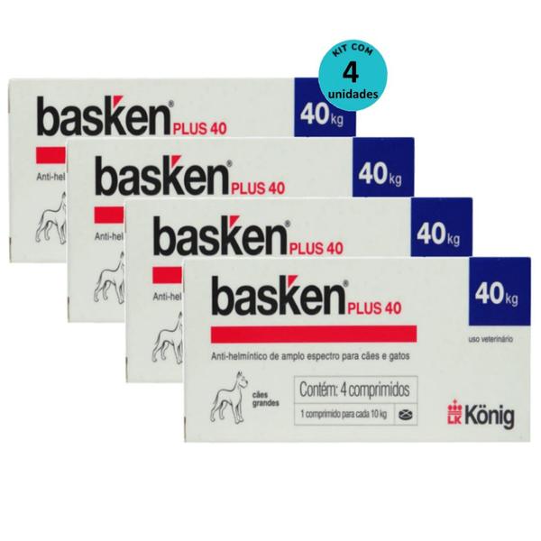 Imagem de Vermífugo Basken Plus 40 p/ Cães e Gatos 1 comp. para cada 10Kg cx c/ 4 comp. Kit c/ 4