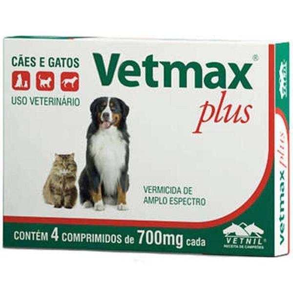 Imagem de Vermifugo Caes Gatos Vetmax Plus Vetnil 4 Comprimidos 700Mg