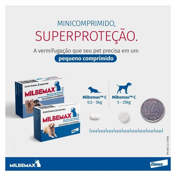 Imagem de Vermífugo Elanco  Milbemax C para Cães até 5 Kg - 2 Comprimidos