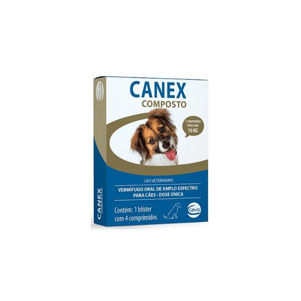 Imagem de Vermifugo oral para cães canex composto tratamento contra vermes 4 comprimidos ceva