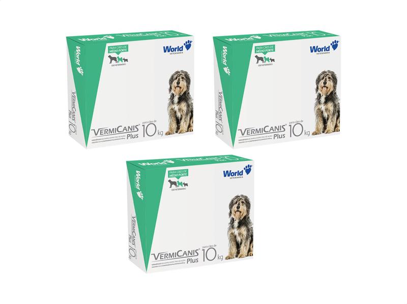 Imagem de Vermifugo P/ Cães 10kg Vermicanis Plus 800mg World 04 Comp