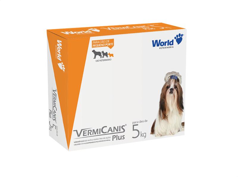 Imagem de Vermifugo P/ Cães 5kg Vermicanis Plus 400mg World 40 Comp