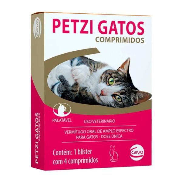 Imagem de Vermífugo Palatável Ceva Petzi Gatos 600 mg - 4 Comprimidos