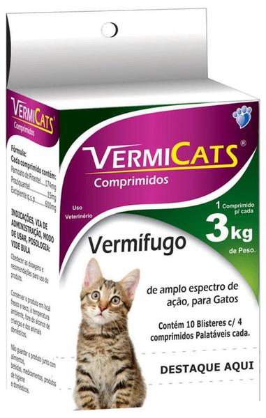 Imagem de Vermífugo para Gatos 600 mg com 4 Comprimidos com 10 - Comprenet