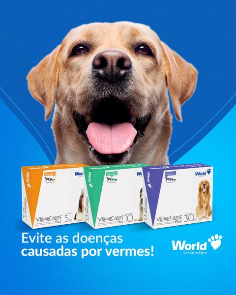 Imagem de Vermífugo Vermicanis Plus Para Cães De 5Kg 4 Comprimidos 400mg World Veterinária